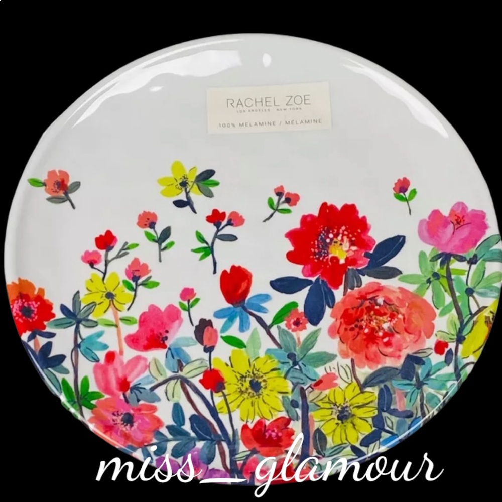Summer Flower Garden 11" Floral Melamine Dinner Plates Set of 2 by Rachel Zoe